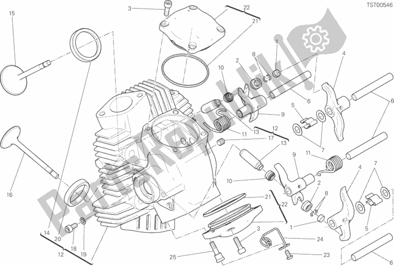 Alle onderdelen voor de Horizontale Kop van de Ducati Monster 659 Australia 2018